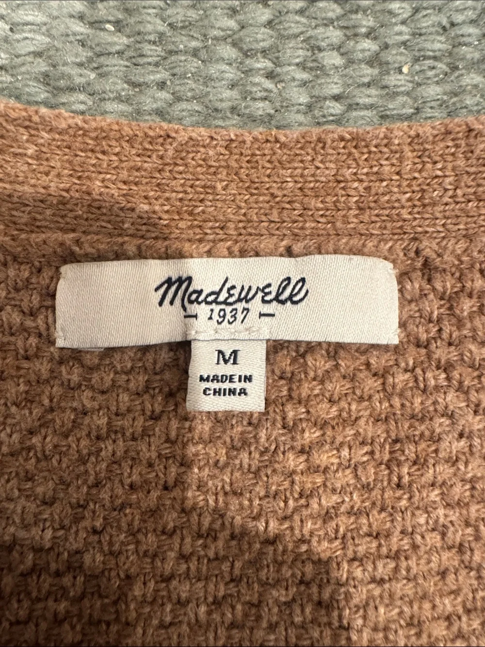 Madewell Waffle-Knit Crewneck Sweater in Camel Brown - Picture 5 of 6